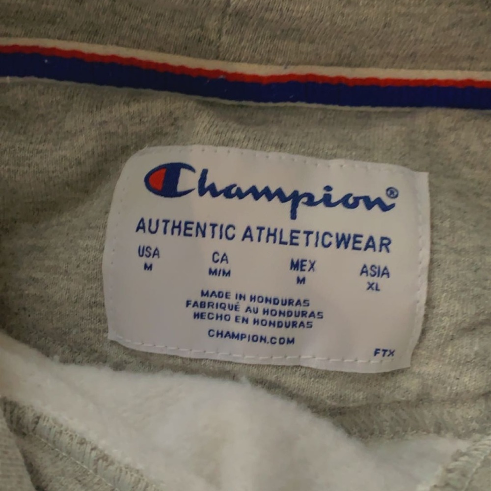 champion white grey blue red sweatshirt/hoodie